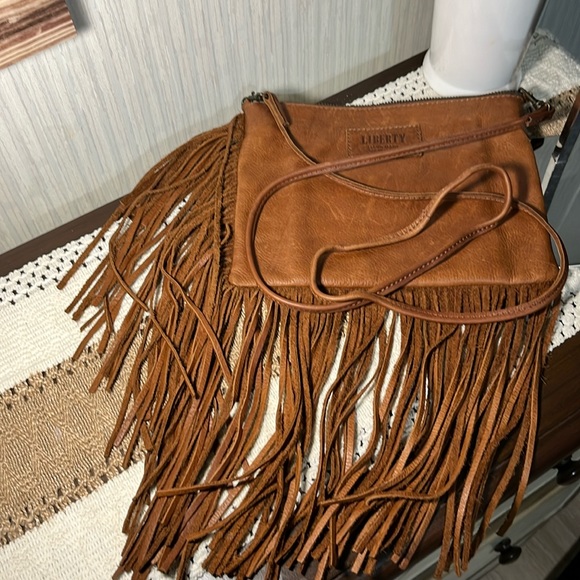LIBERTY Black Handbags - Liberty Black Brown Leather Fringe Crossbody/Clutch